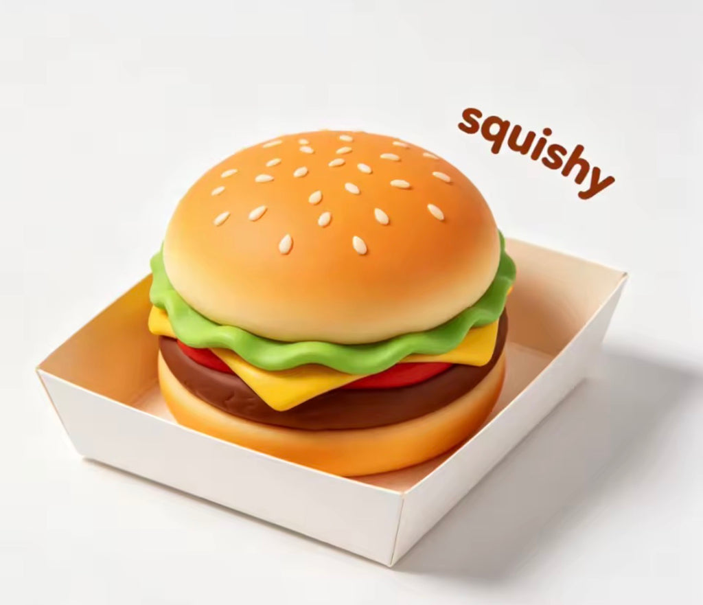 Jumbo Hamburger Squishy Toy – Slow Rising Stress Relief Fidget for Kids & Adults