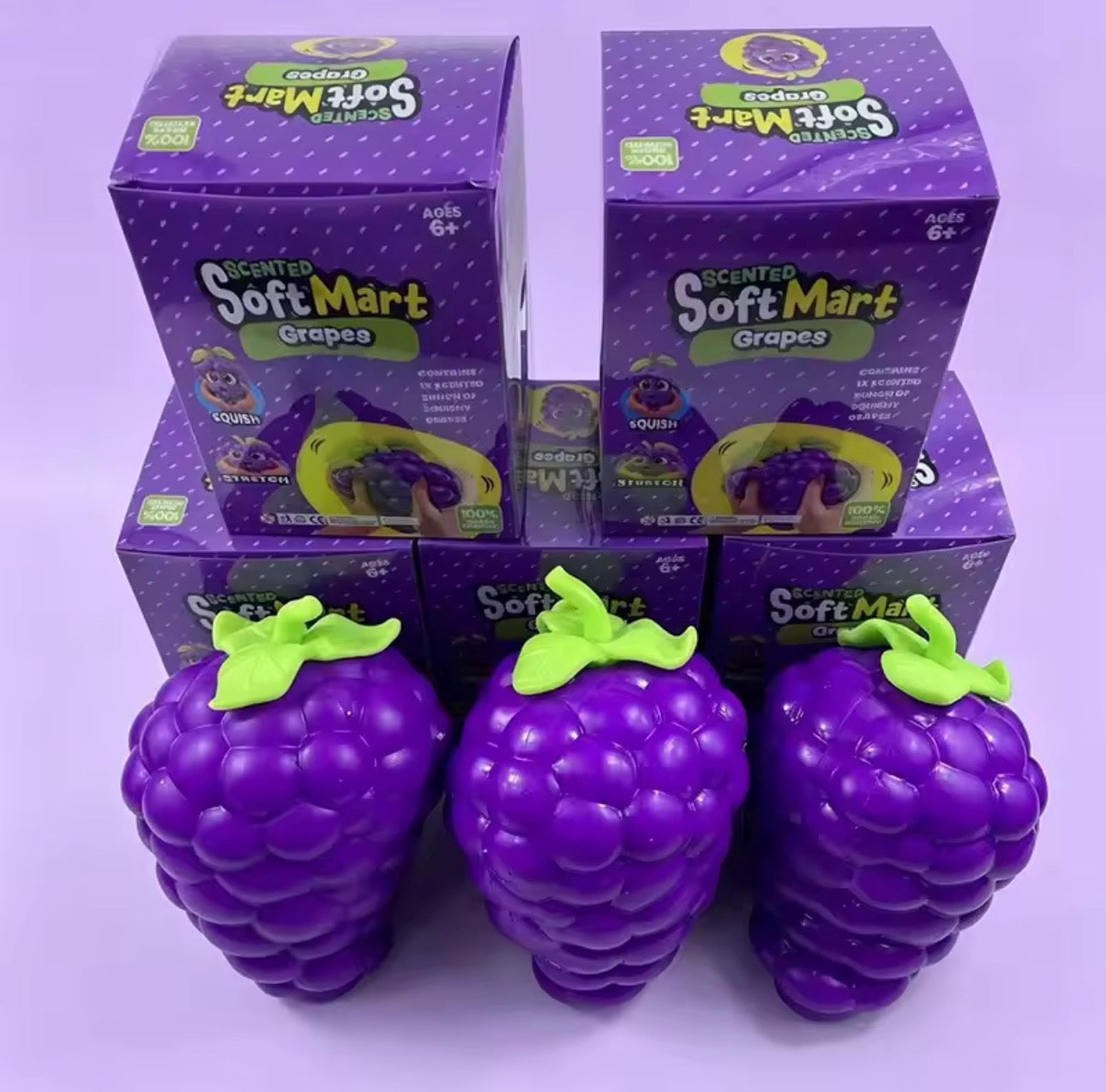 Jumbo Grape Squishy Stress Relief Toy – Scented Slow Rising Sensory Squeeze Toy