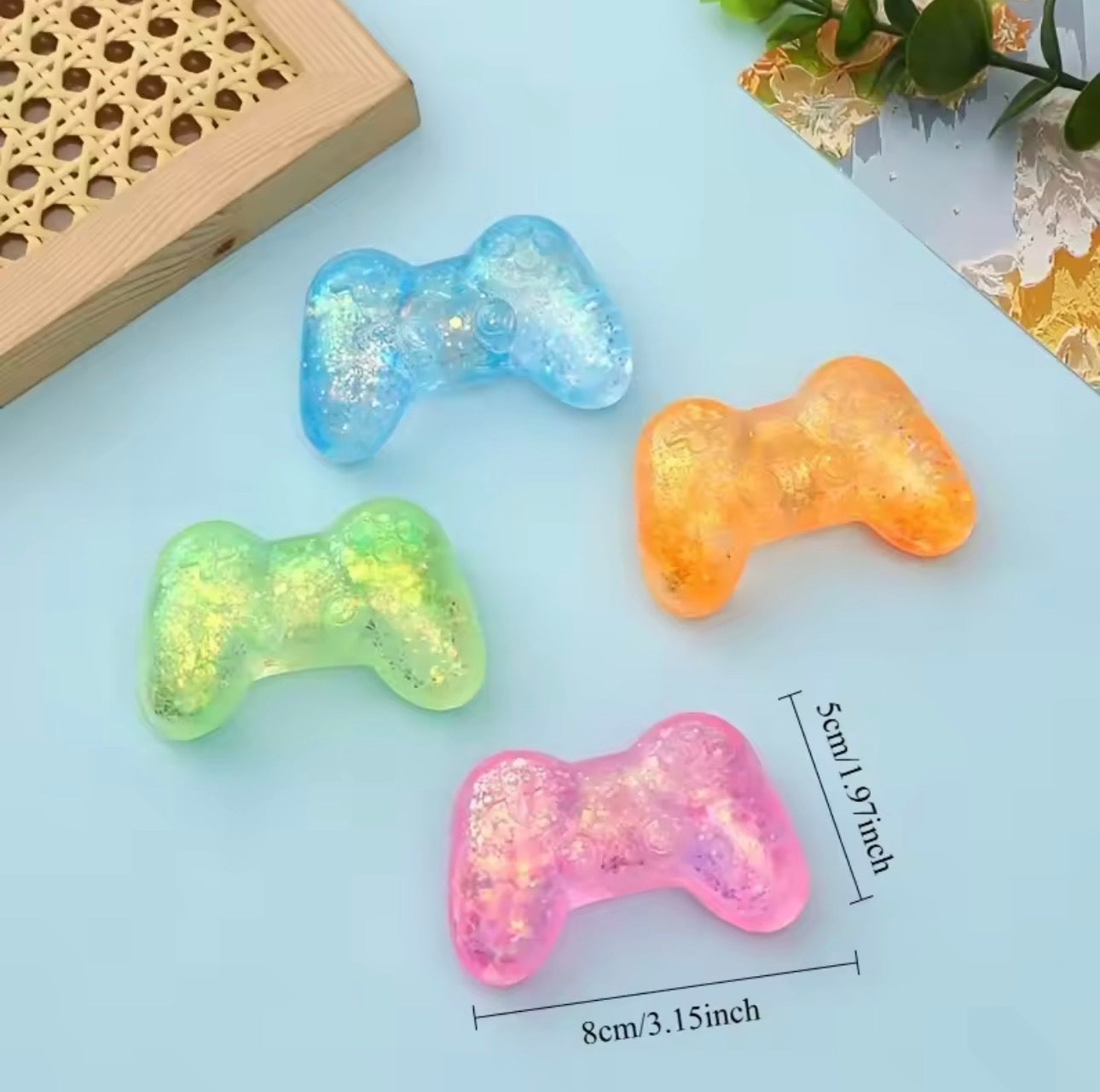 Glitter Game Controller Squishy Toy – Stress Relief Sensory Squeeze Fidget