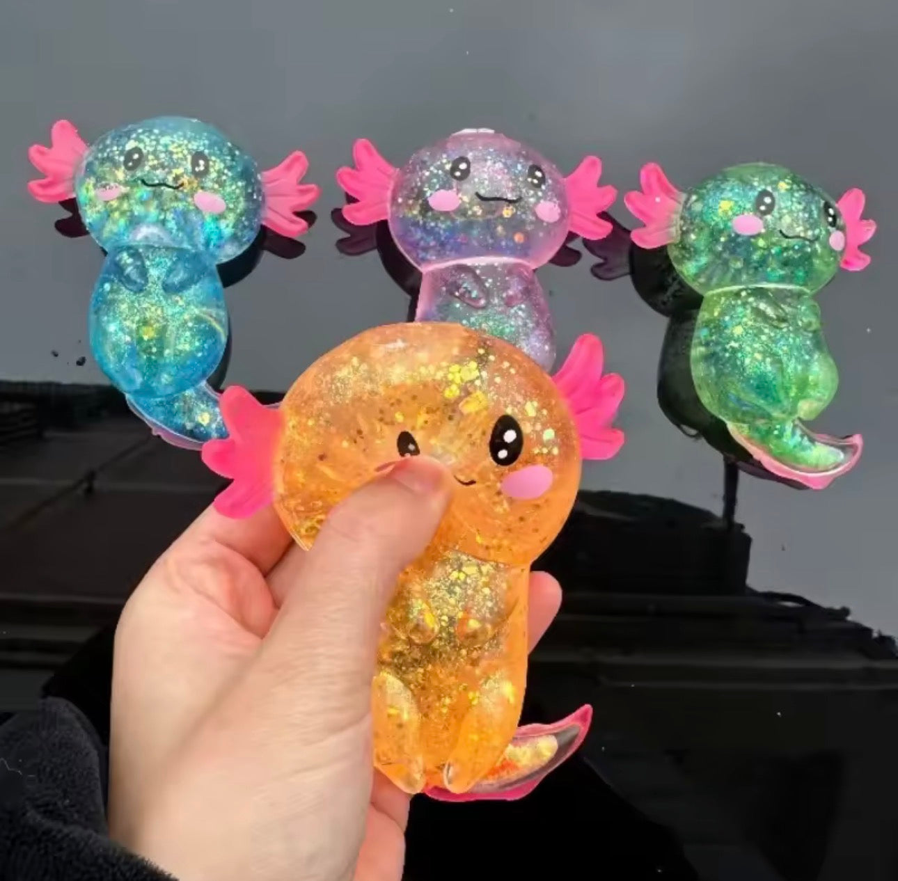 Galaxy Axolotl Squishy Toy – Glitter Stress Relief Sensory Fidget for Kids & Adults