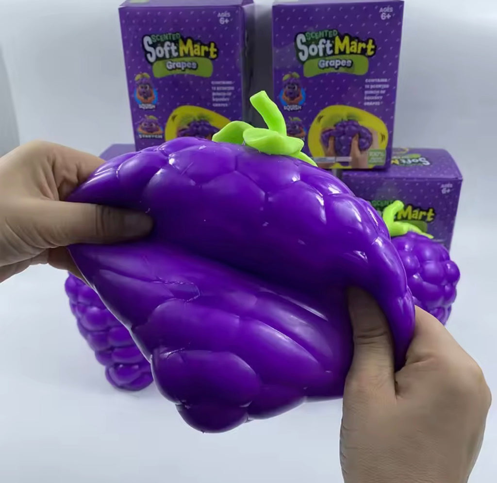 Jumbo Grape Squishy Stress Relief Toy – Scented Slow Rising Sensory Squeeze Toy