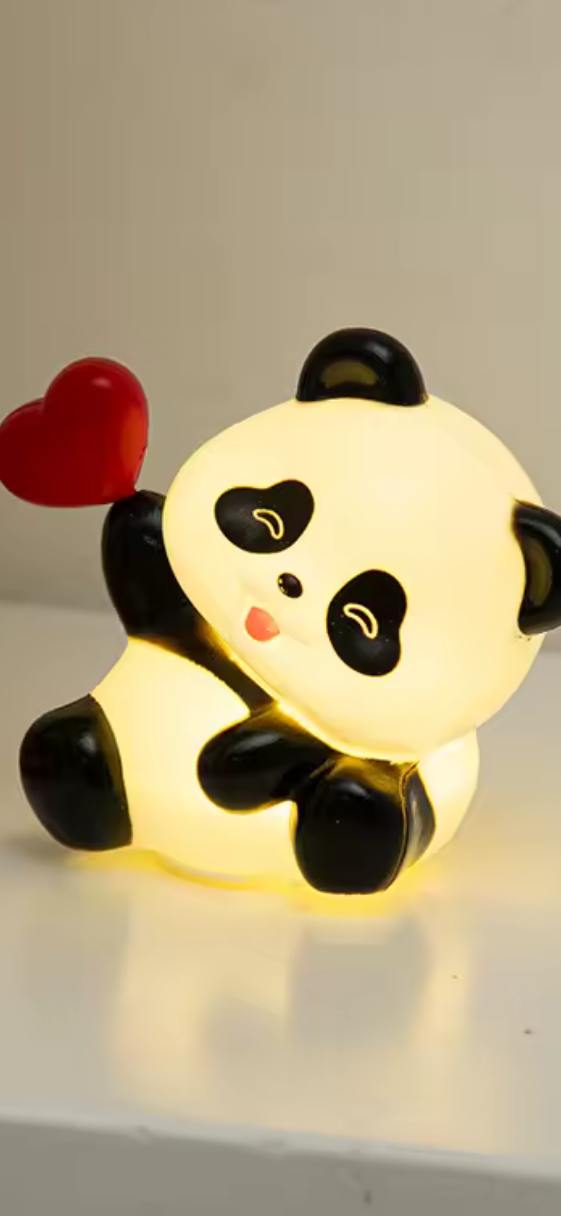 Cute Panda Night Light with Heart – Soft LED Bedside Lamp for Kids